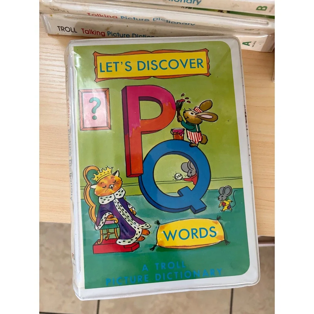 Troll Talking Picture Dictionary Complete A-Z Cassette Tape Book Set Vintage